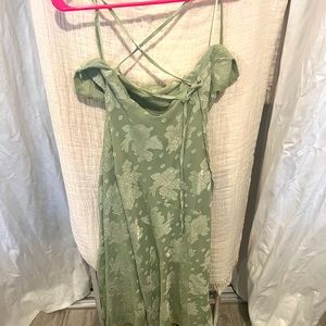 Hello molly green and white print midi dress